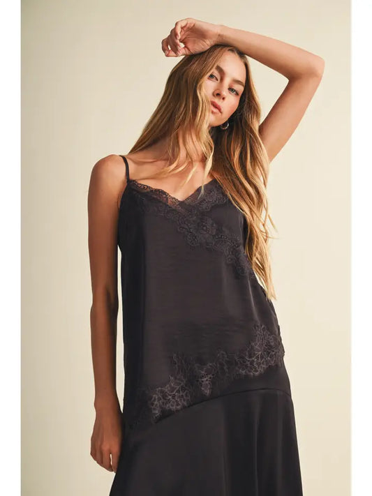 Mustard Seed Choc Lace Applique Cami