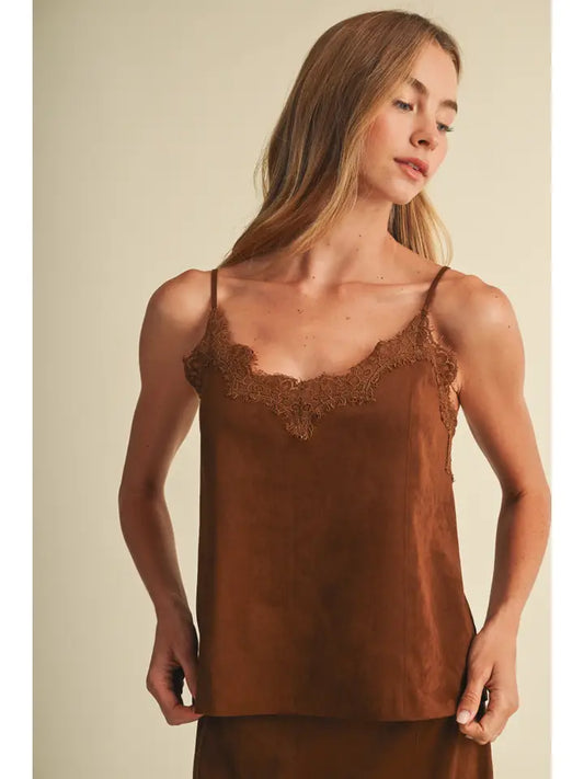 Mustard Seed Lace Cami Top Caramel