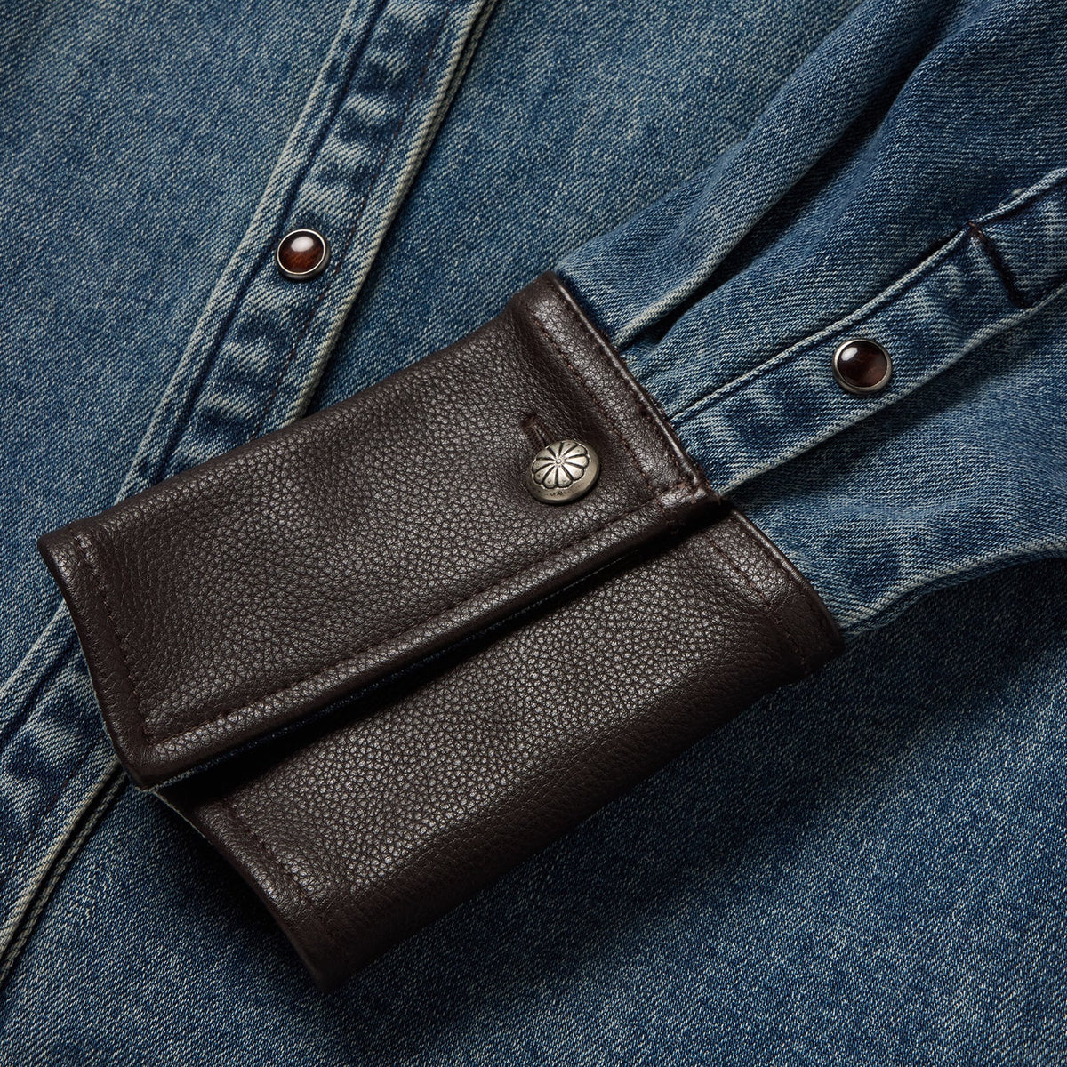 Stetson Denim Shirt W/Leather Collar