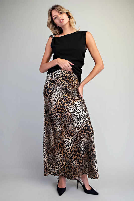 Eesome Satin Leopard Skirt