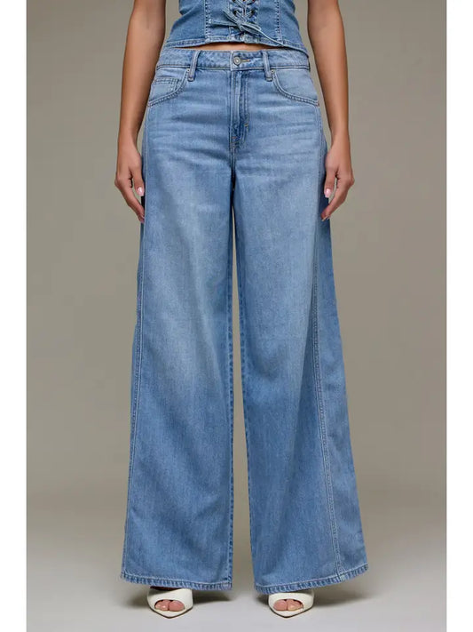 Hidden Medium Wash Wide Leg Jean