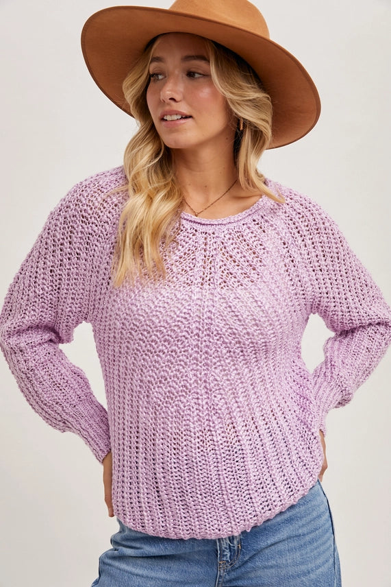 Bluivy Open Knit Sweater Lilac