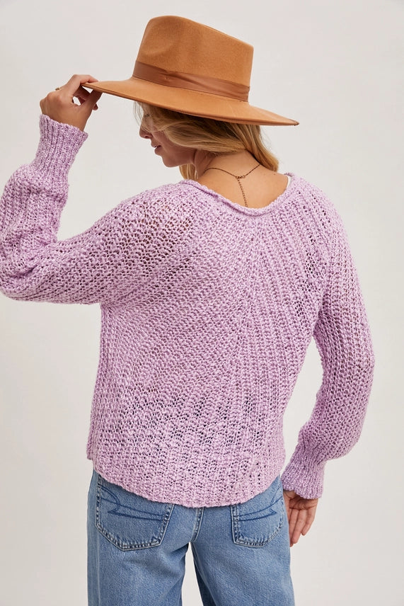 Bluivy Open Knit Sweater Lilac