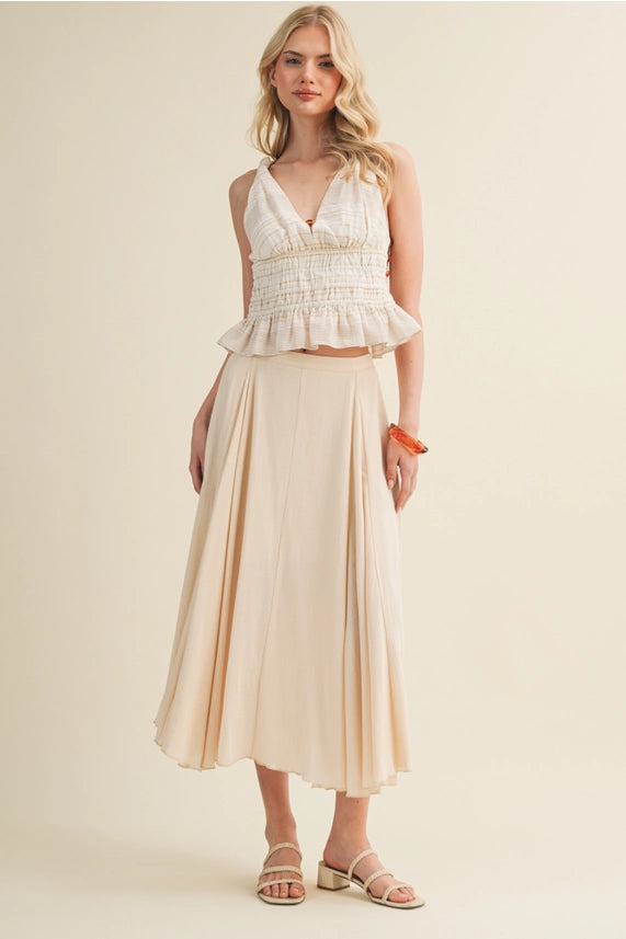 Mustard Seed A-Line Midi Skirt Vanilla