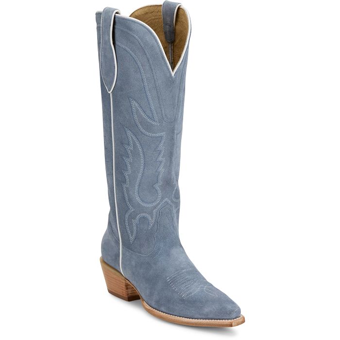 Tony Lama Liz Cornflower Blue Suede Boot