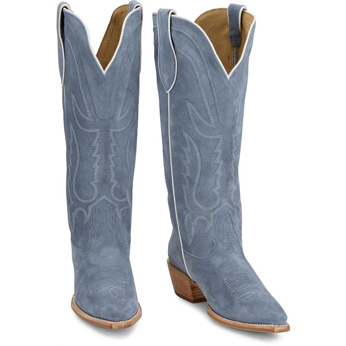 Tony Lama Liz Cornflower Blue Suede Boot