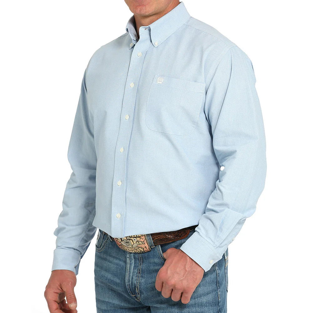 Cinch Mens Light Blue Solid Shirt