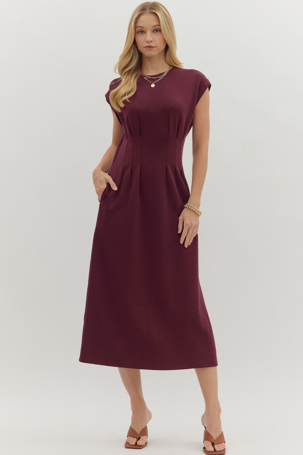 Entro Maroon Knit Dress