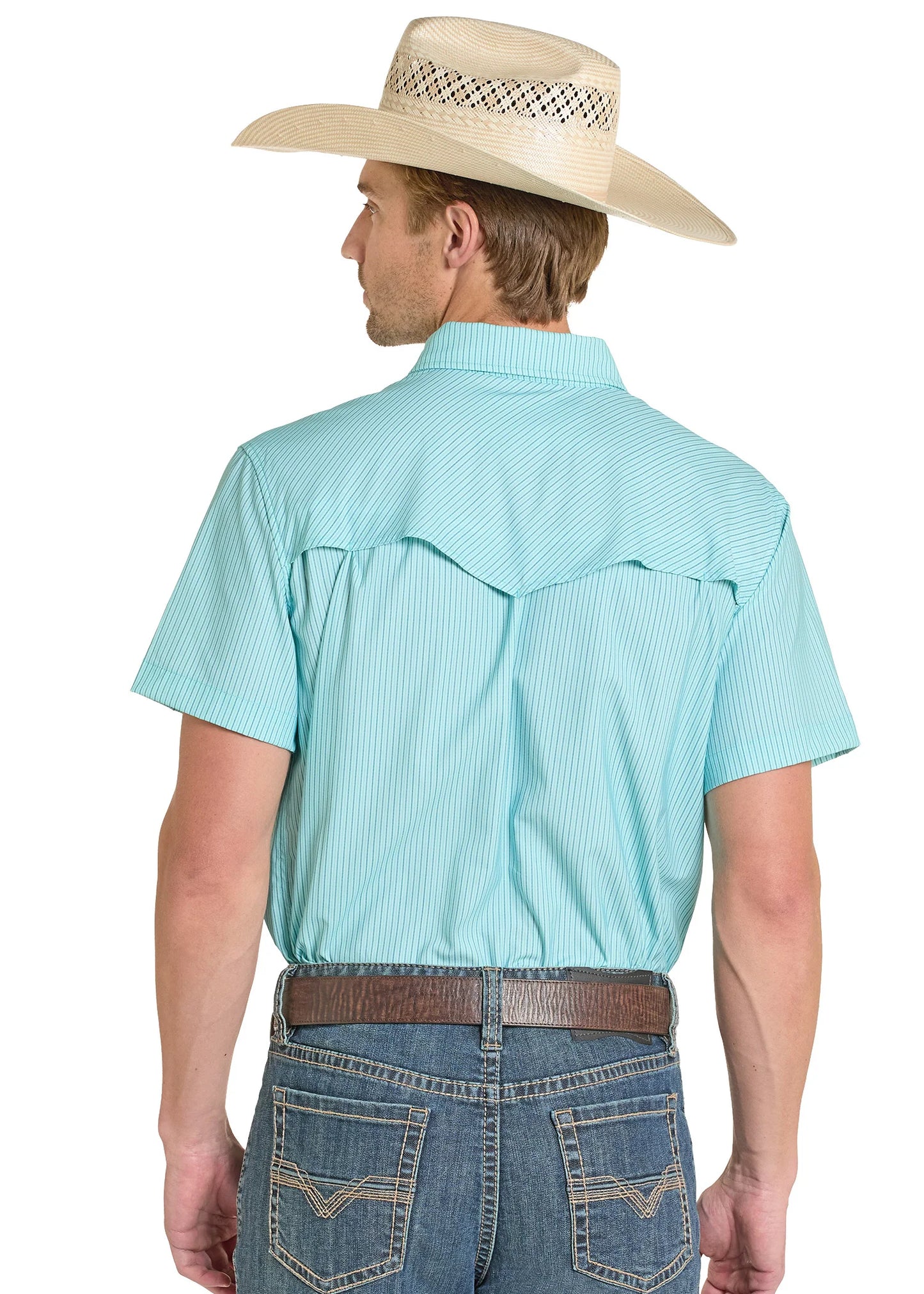R&R Tek Western Turquoise Stripe SS Shirt