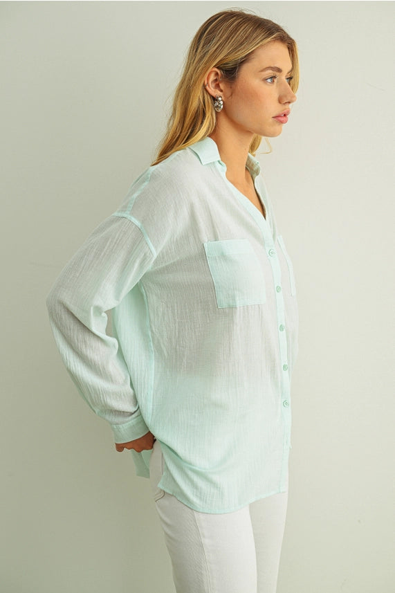 Miou Muse Basic Cotton Blouse Mint