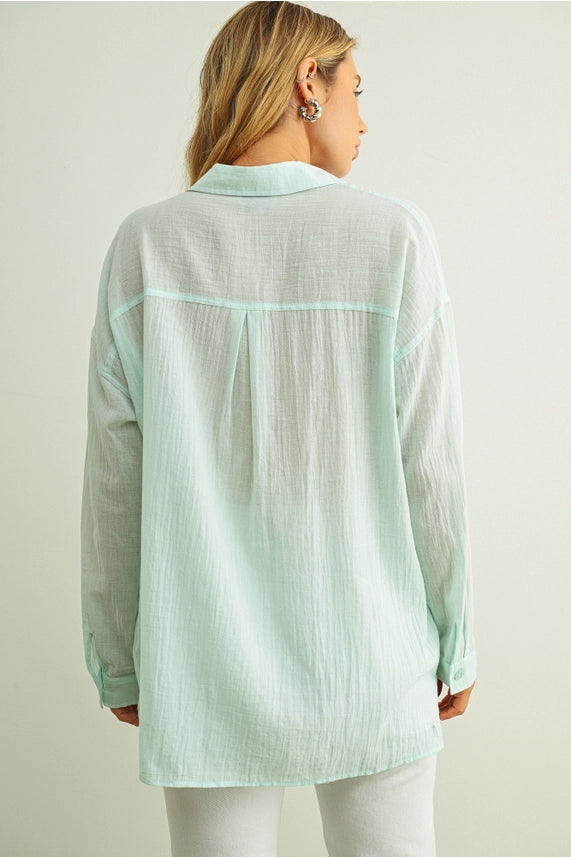 Miou Muse Basic Cotton Blouse Mint