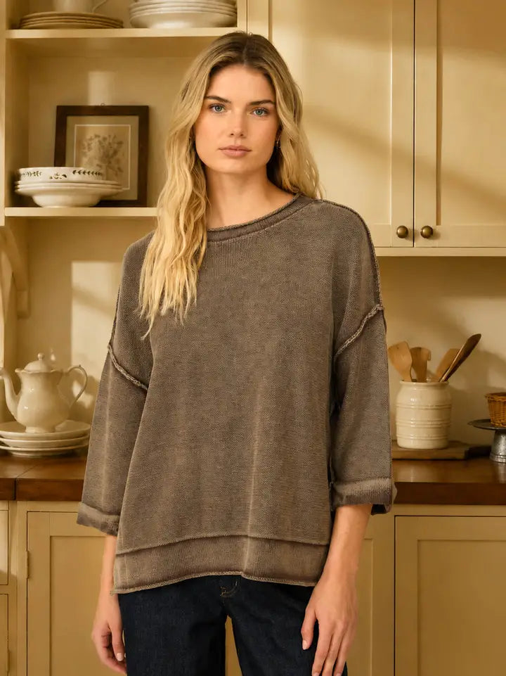 BP Mocha Inverted Seam Sweater