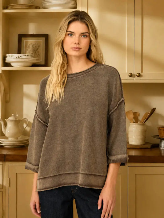 BP Mocha Inverted Seam Sweater