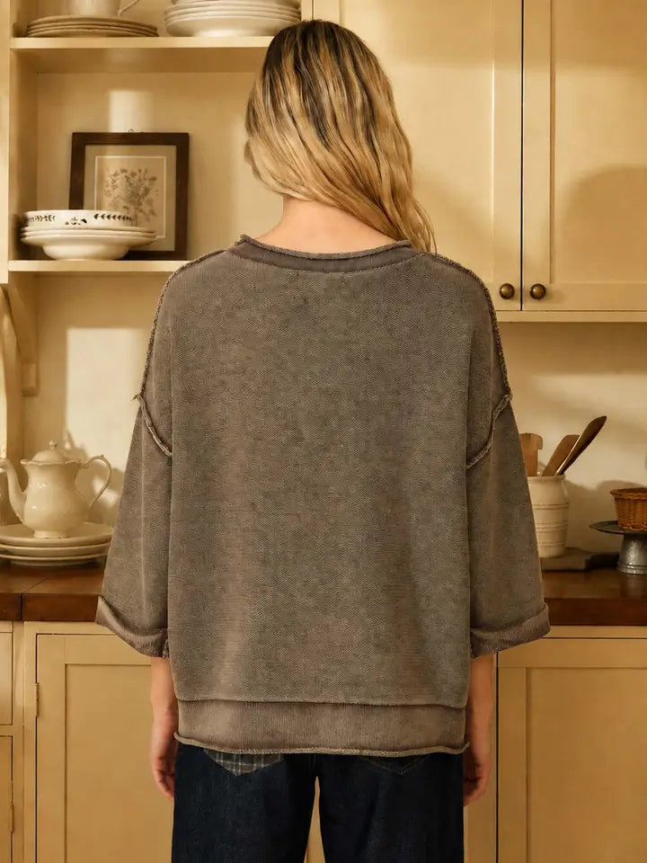 BP Mocha Inverted Seam Sweater