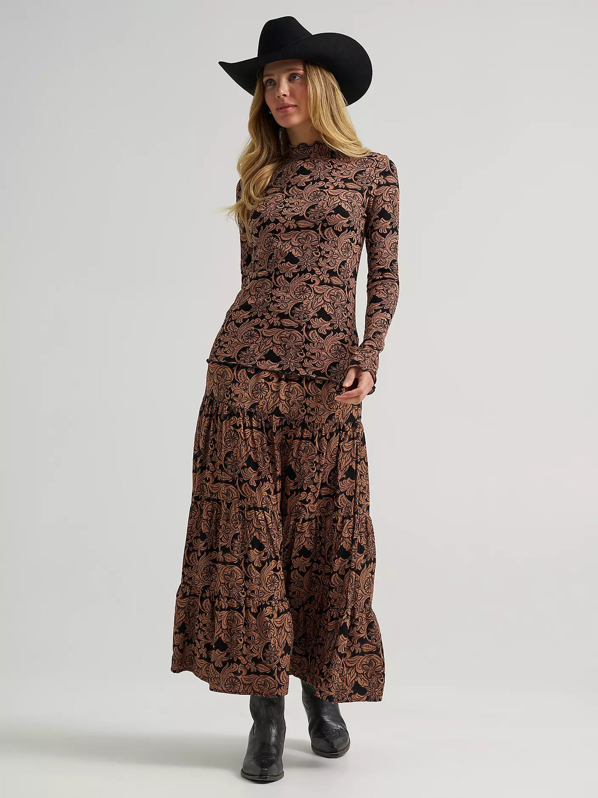 Wrangler Tooled Mock Neck Top