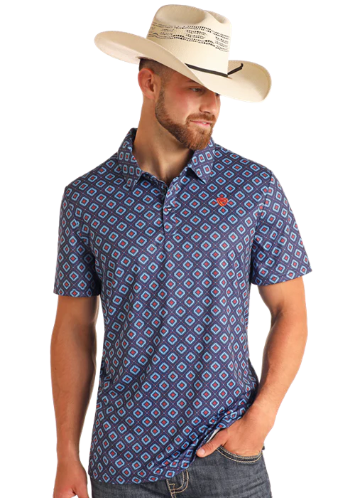 Rock&Roll Navy Aztec Polo