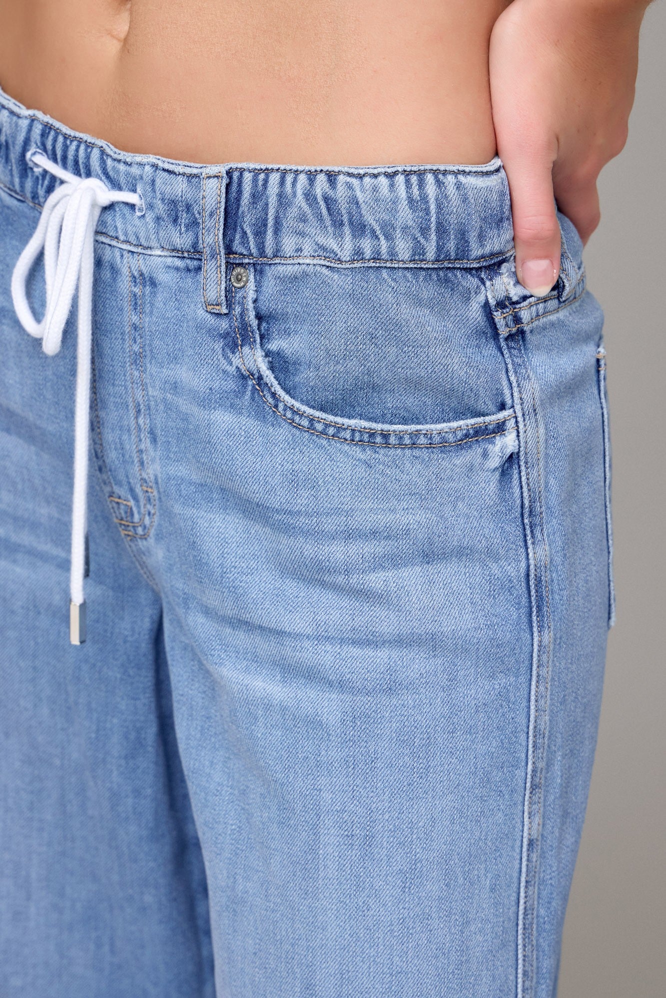 Hidden Lt Wash Elastic Waist Drawstring Pant