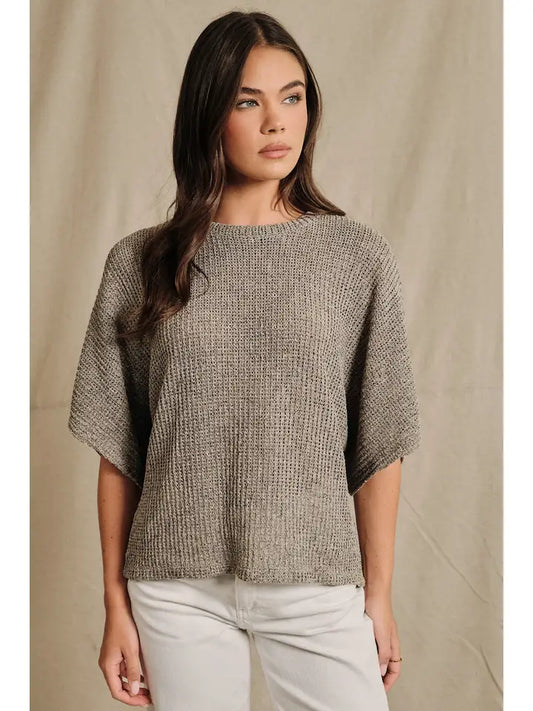SE Oatmeal Boucle Crew Neck Top