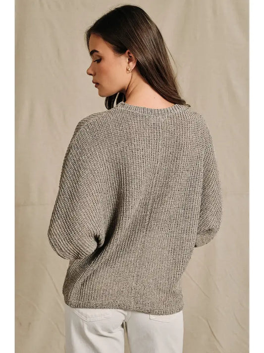 SE Oatmeal Boucle Crew Neck Top