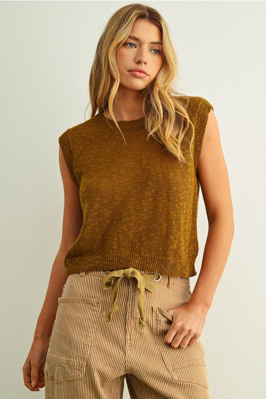 Miou Muse Ombre Sleeveless Knit Top Olive