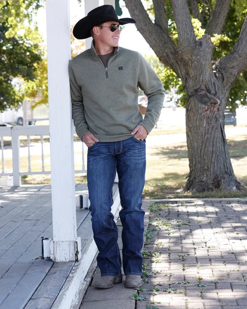 Cinch Mens Olive Quarter Zip