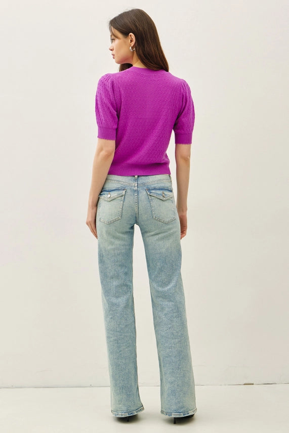 Be Cool Orchid Puff Sleeve Cardigan