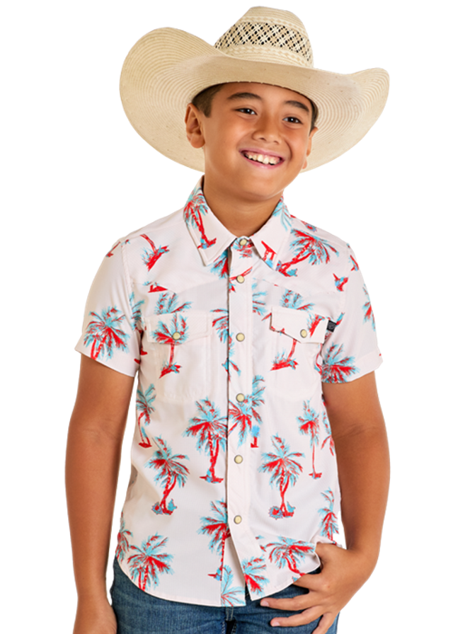 Rock&Roll Boy's Palm Tree Tek Western Snap