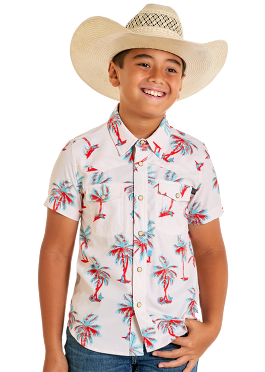 Rock&Roll Boy's Palm Tree Tek Western Snap