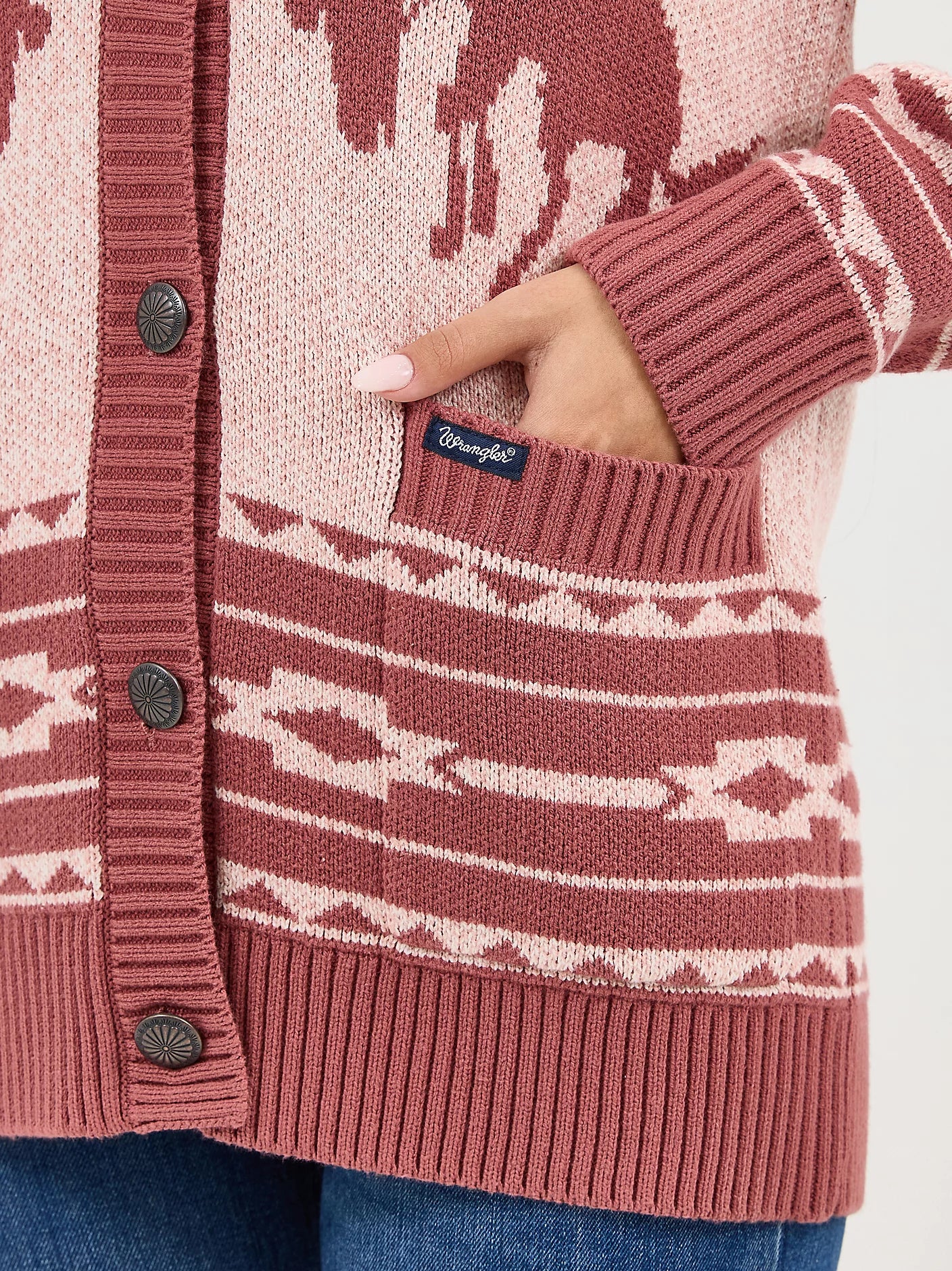 Wrangler Pink Western Retro Cardigan