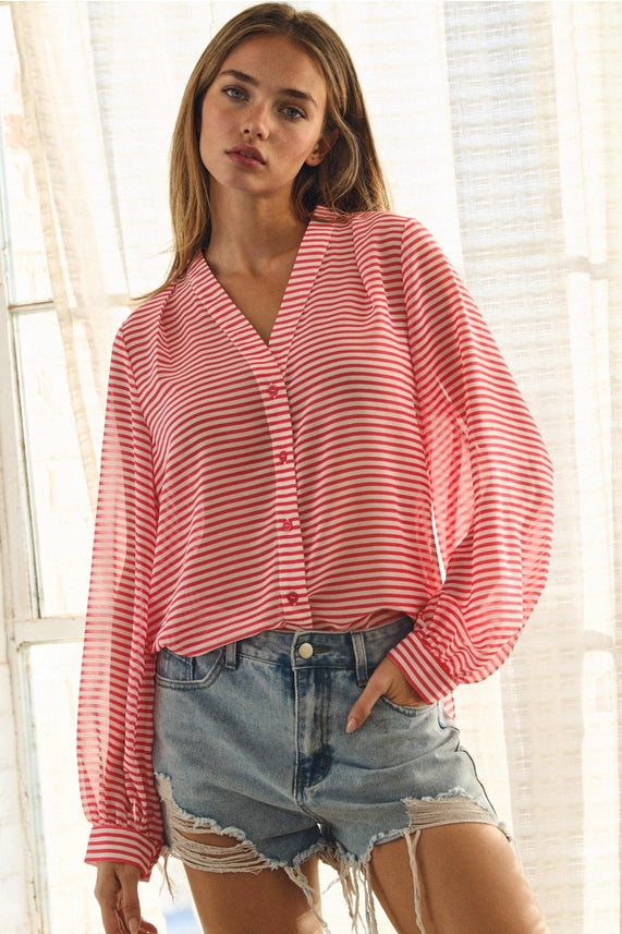 Oddi Pink Stripe Blouse