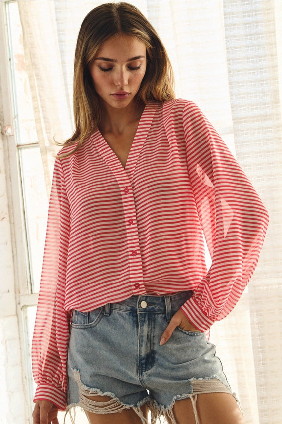 Oddi Pink Stripe Blouse