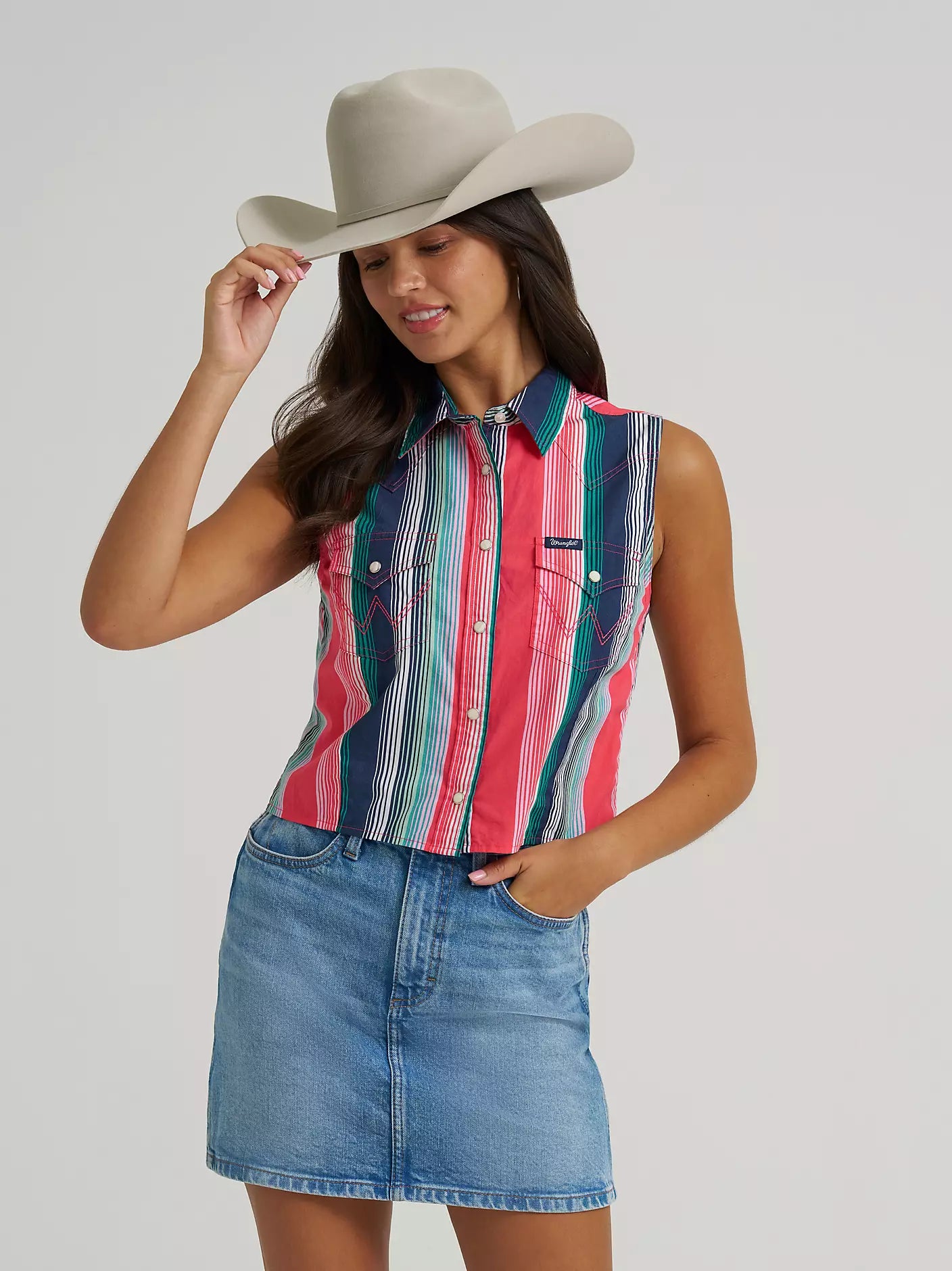 Wrangler Pink Striped Snap Top - Petticoat Junction