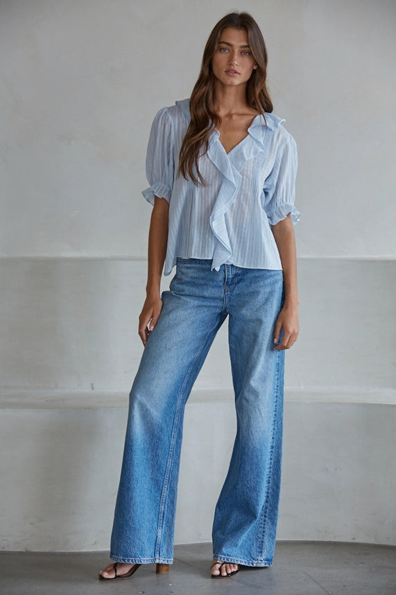 BT Powder Blue V-neck Top