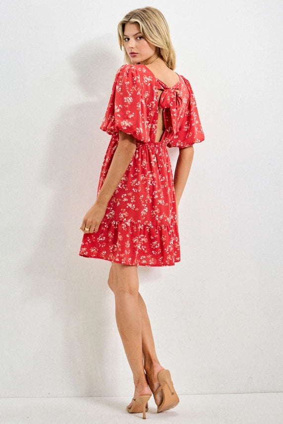 BEV Red Floral Dress