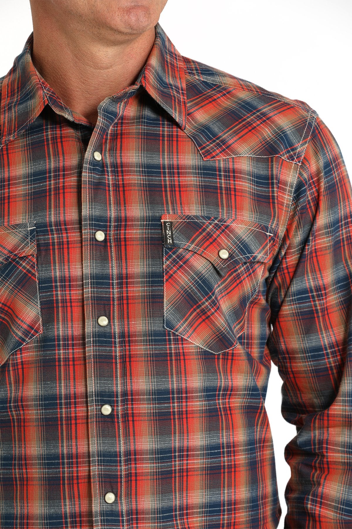 Cinch Red Plaid Modern Fit Snap Shirt