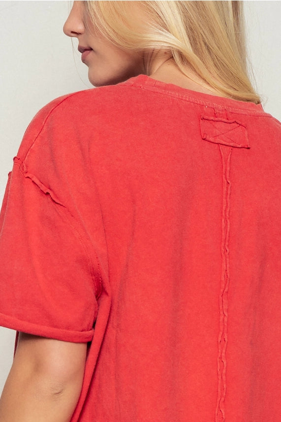 UD Red Boxy Oversized Cotton Tee - Petticoat Junction