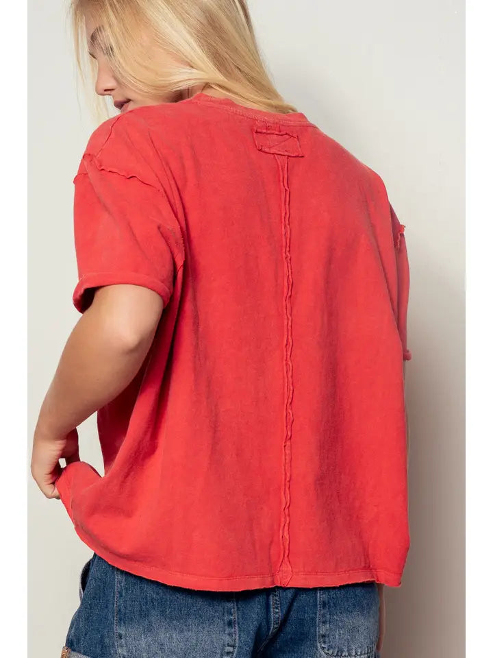 UD Red Boxy Oversized Cotton Tee - Petticoat Junction