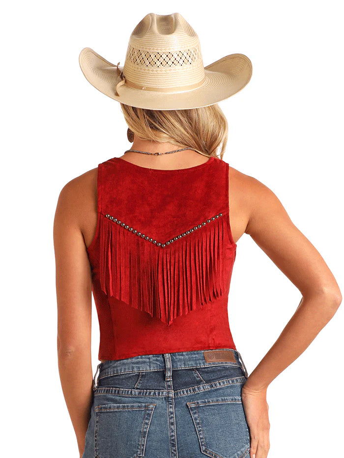 Rock&Roll Red Studded Microsuede Vest