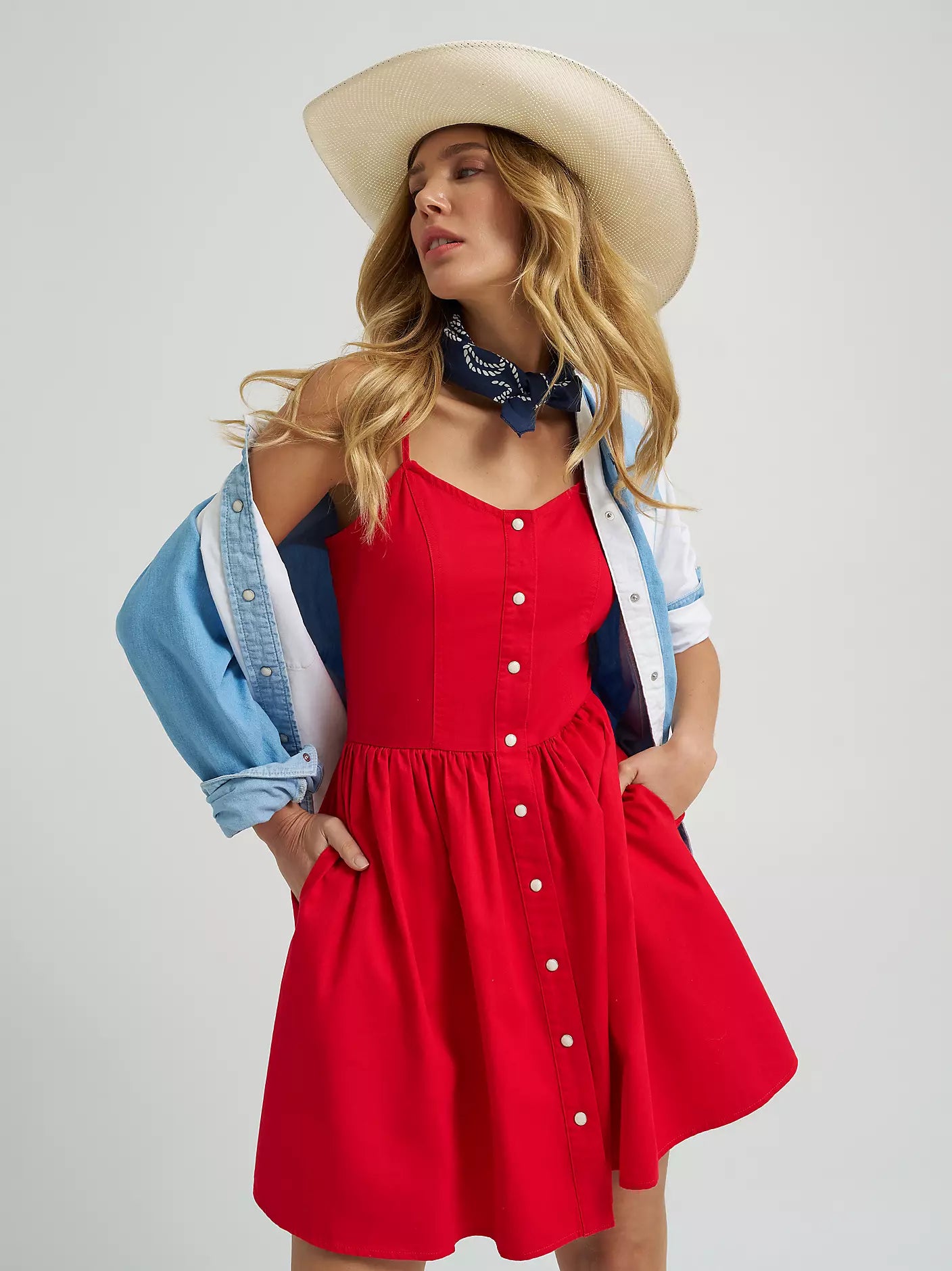 Wrangler Red Americana Corset Snap Dress - Petticoat Junction