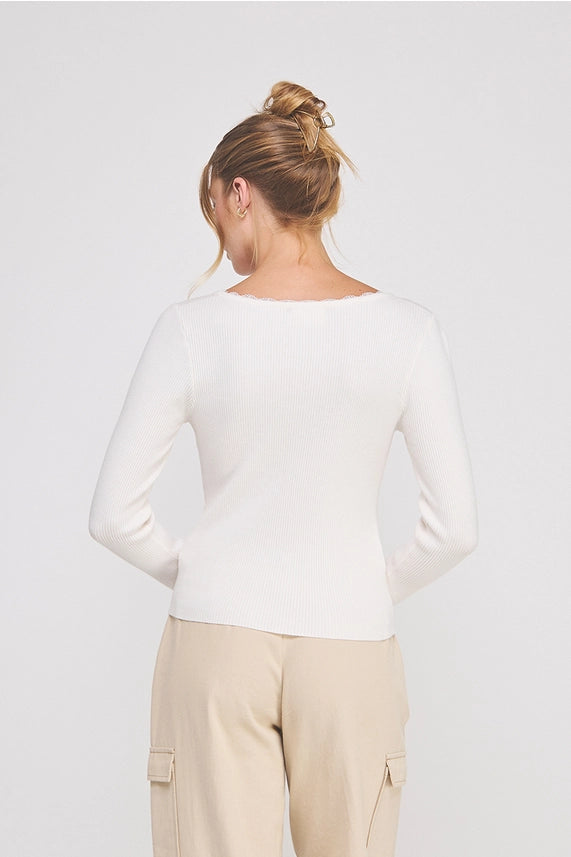AR Ribbed Square Neck Top