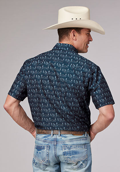 Roper Blue Western Short Sleeve