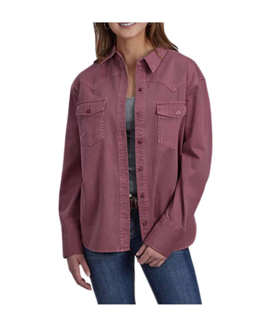 Roper Womens Twill Shacket Wine