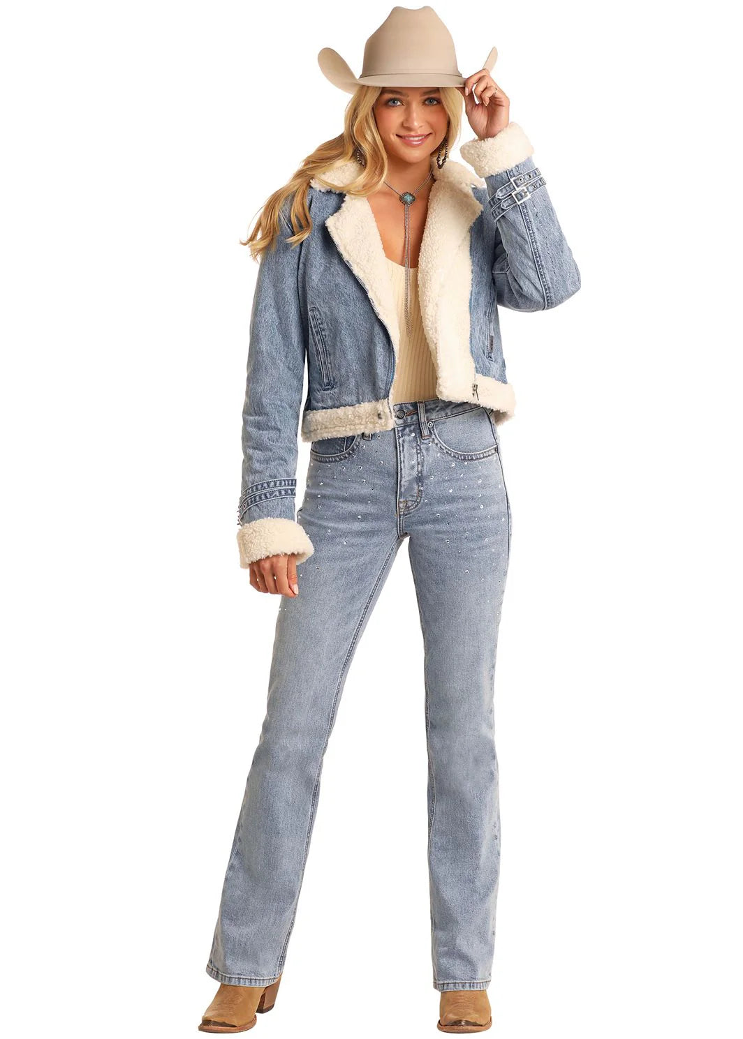 Rock&Roll Sherpa Jacket Light Denim