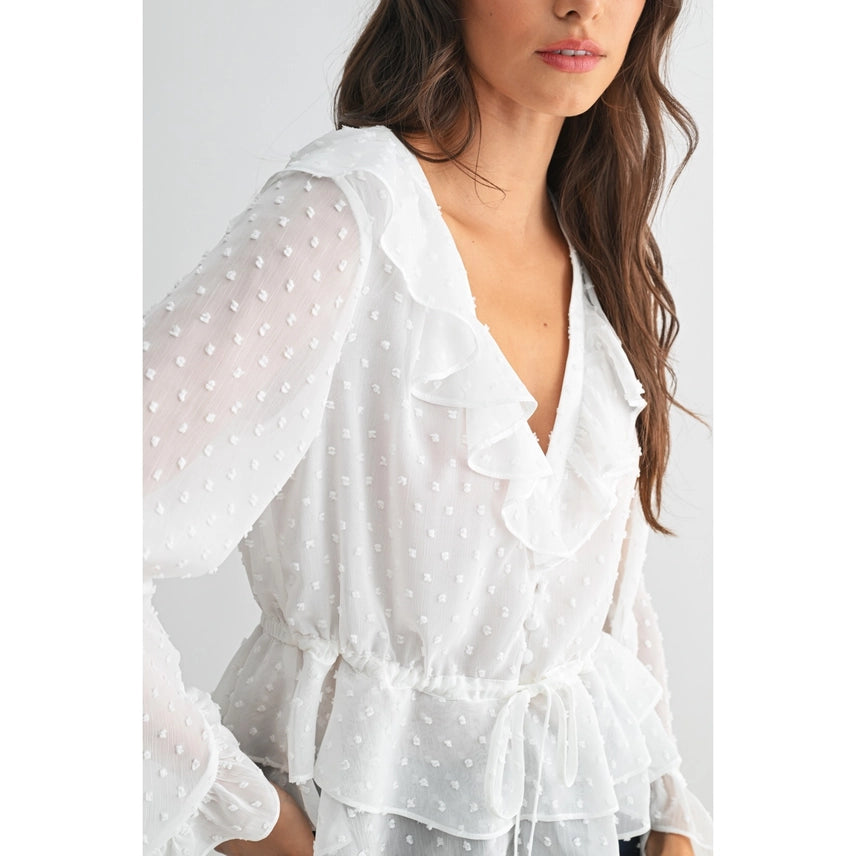 Cam White Ruffle Blouse