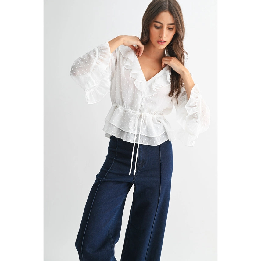 Cam White Ruffle Blouse