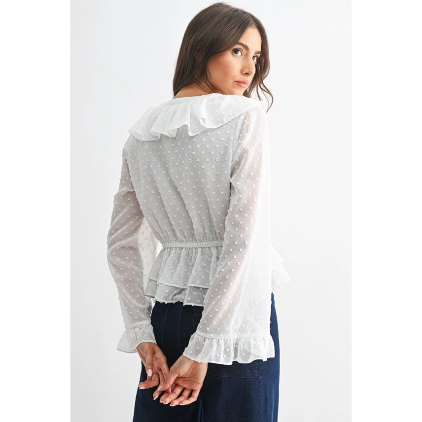 Cam White Ruffle Blouse