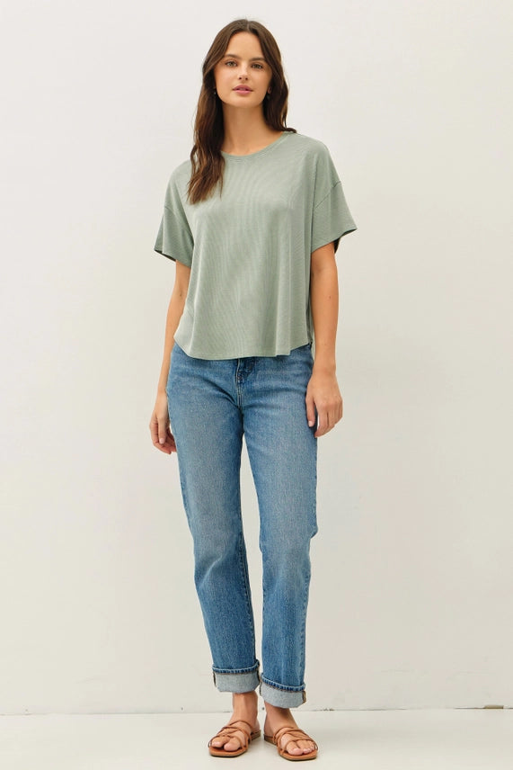 Be Cool Sage Ribbed Top
