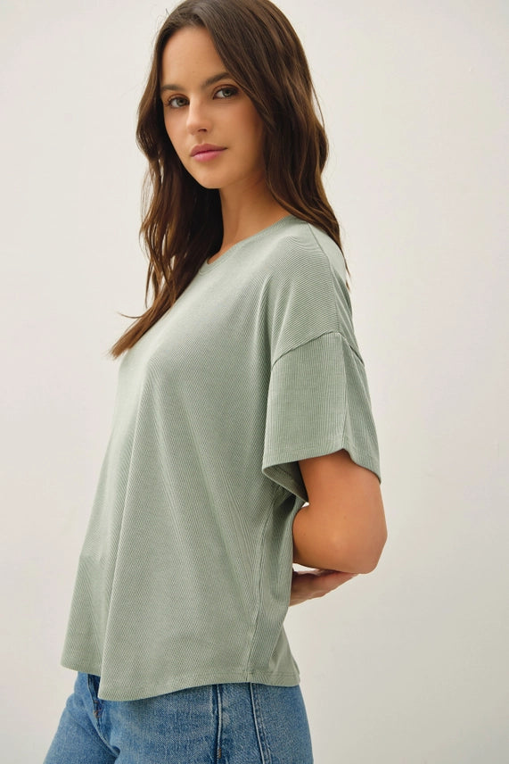 Be Cool Sage Ribbed Top