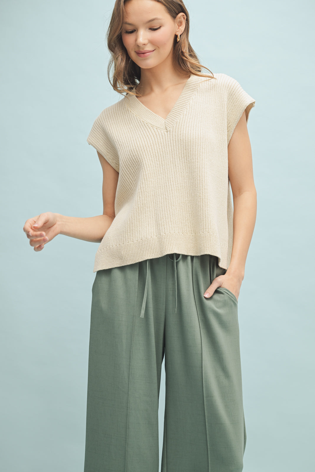 Wishlist Sand Sweater Button Vest
