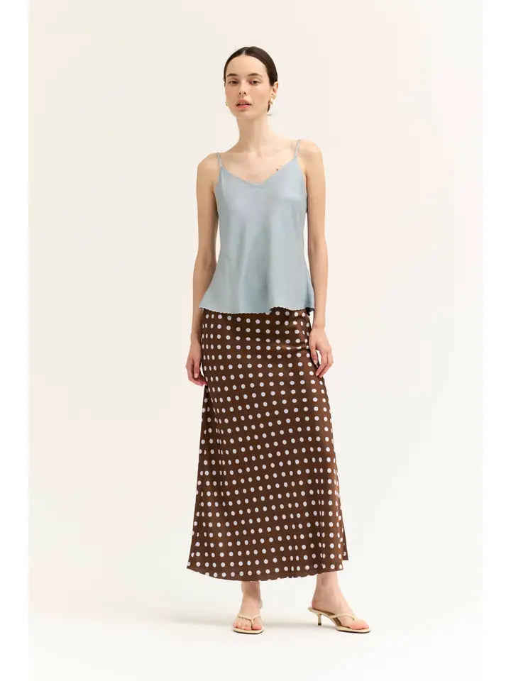 G&G Satin Polka Dot Skirt Choco/Ivory